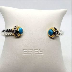 NIB Silver, Blue, & Gold Cable Cuff Bracelet